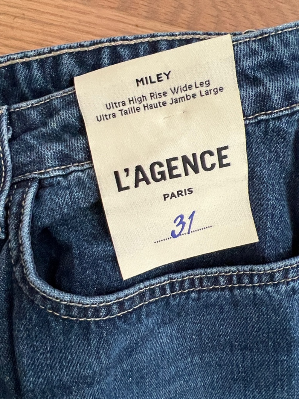 L'AGENCE Navy Denim High-Rise Wide Leg Jeans